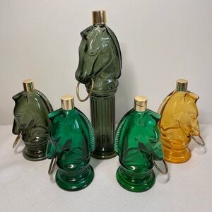 Vintage Avon Horse Head Decanters Glass Wild Country Empty Cologne Bottles